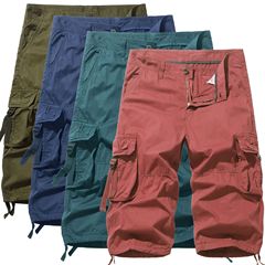 長期夏アマゾン新作メンズワークウェア7点パンツ大きいサイズカジュアルショートパンツルーズマルチポケットミッドパンツトレンディ