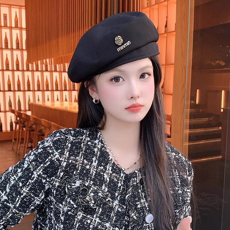 批发毛呢贝雷帽女显脸小秋冬宝贝熊日系复古卡通时髦气质画家帽女|undefined