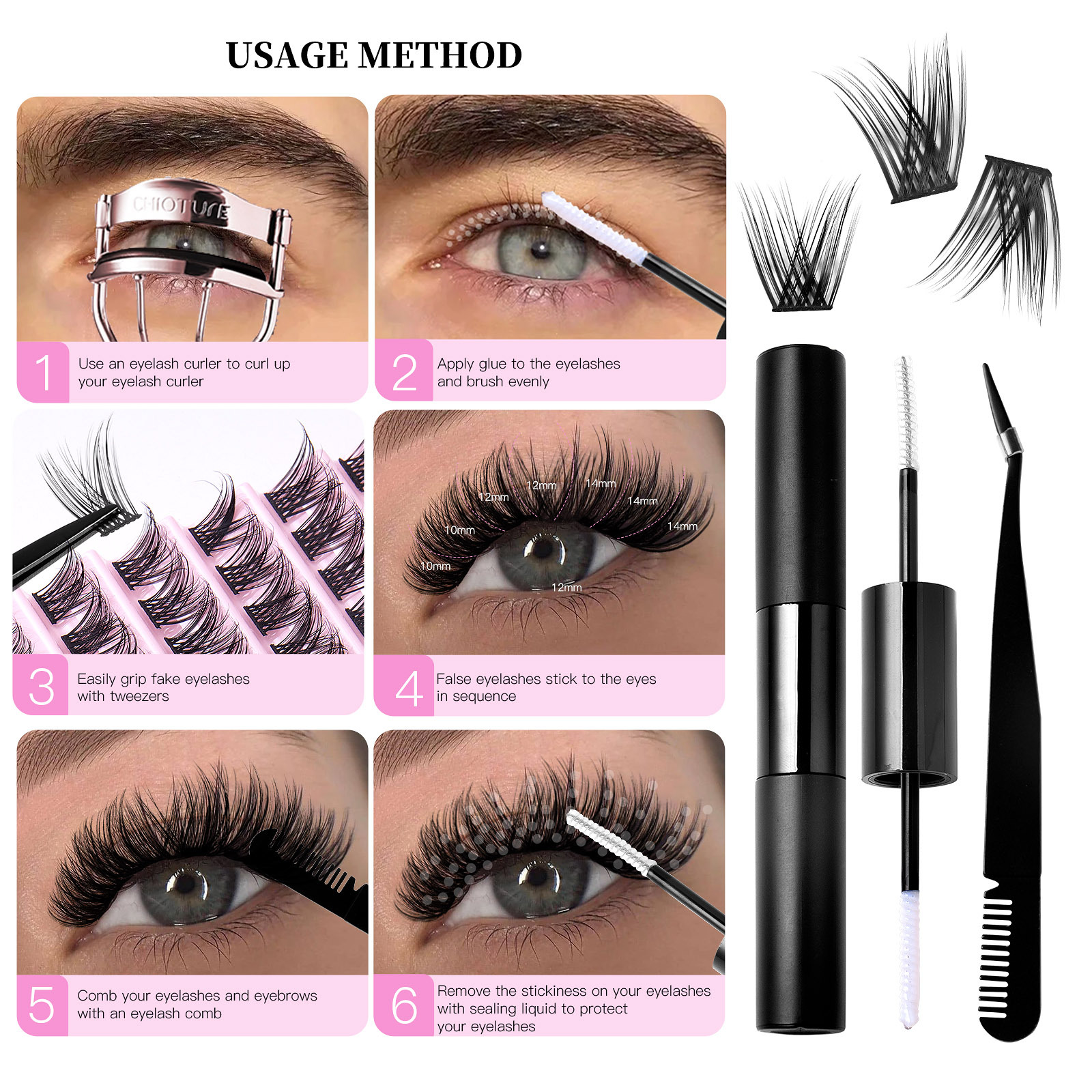 New high-capacity  eyel, single cluster natural C-curve segmented planting, flower hair daily DIY grafting eyelashes_voghion.com