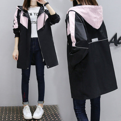 Plus Size Cotton Lined Thick Windbreaker Long Sleeve Women's Spring and Autumn New Medium Length Fashion Coat Korean Style Casual Outerwear