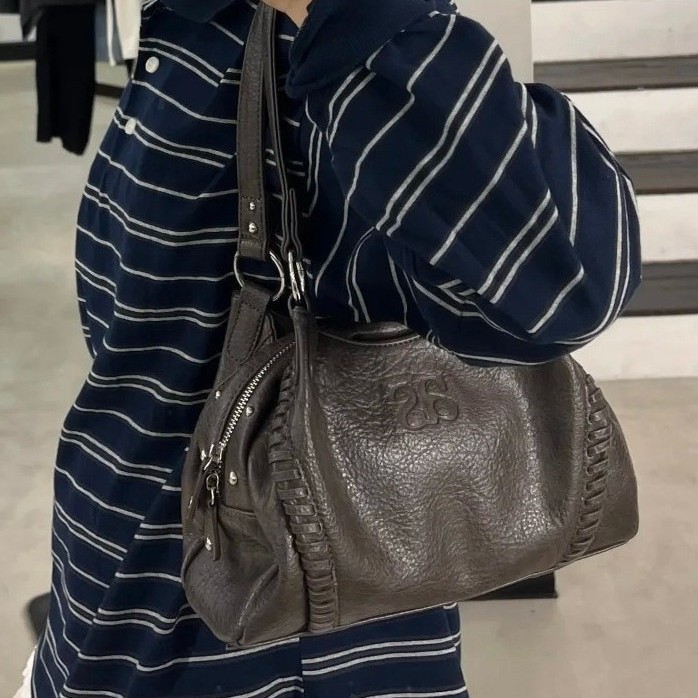Korean Ason Hobo Leather Motorcycle Bag For Women - Niche Large Capacity Tote, Shoulder, Underarm And Handbag - Thumbnail 2