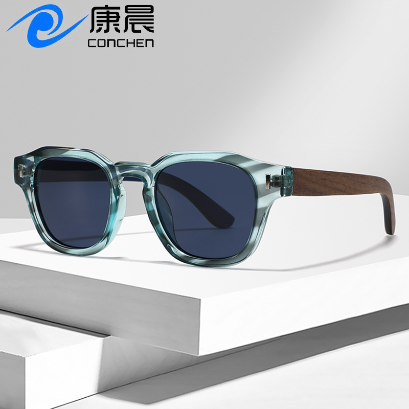 European and American new wooden sandwich polarized sunglasses men's fashion large frame sun protection bamboo glasses high-grade sunglasses women