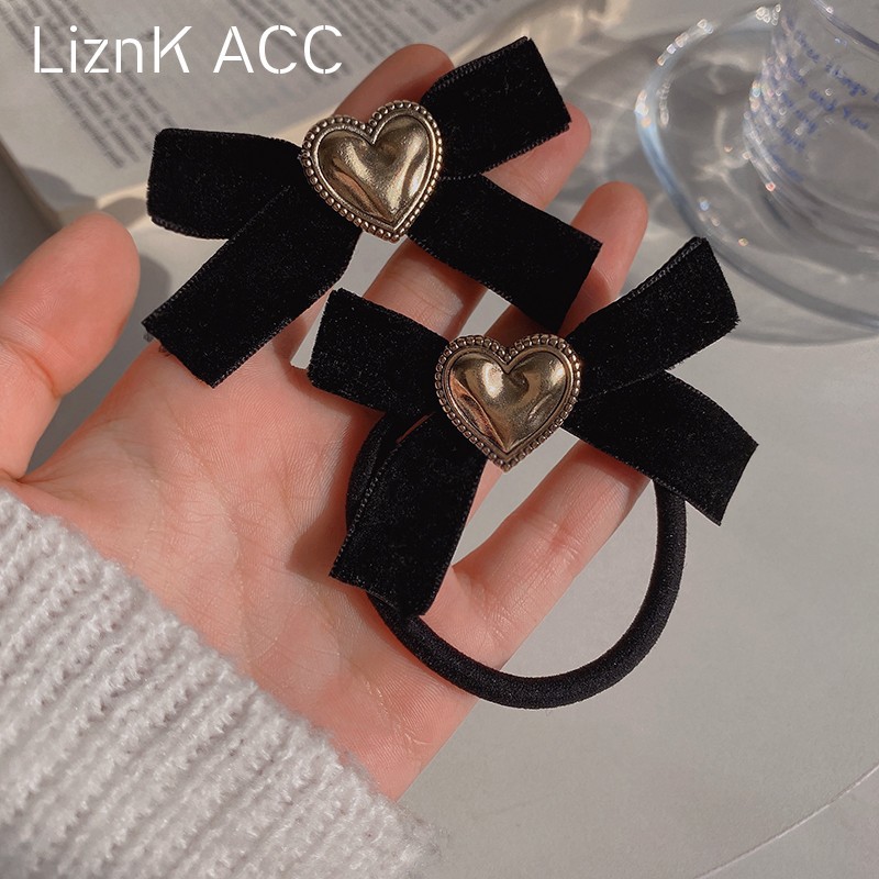 Retro veludo amor arco cabello corda de cabello temperamento chica anillo de cabello clips de peluquería dulce clips de borde clips japoneses y coreanos adornamientos de cabello