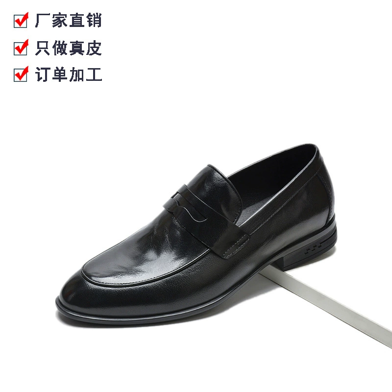 2025 новые импортные мужские туфли-лоферы из кожи буйвола, деловые кожаные туфли с низким вырезом и острым носком, модные мужские туфли в корейском стиле