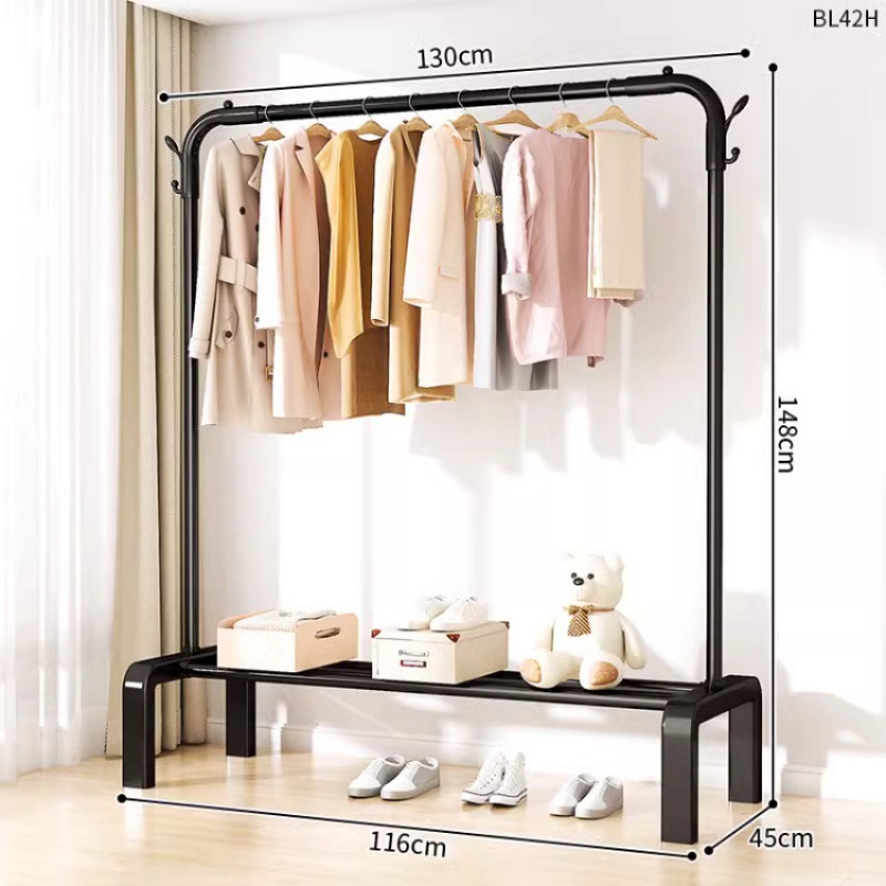 Dormitorio doméstico simple percha de ropa balcón percha de ropa varilla de secado de hierro forjado percha de secado de doble varilla piso vertical