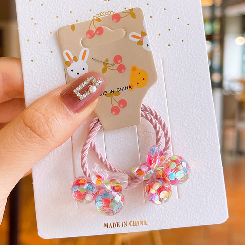 Korean version of children's sequin bow tie hair tie cartoon Mickey Cherry pair of hair rope cute girls hair tie rubber band headwear