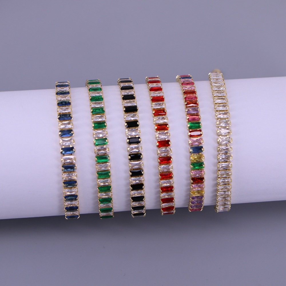 Fashion Inlaid Zircon Copper Bracelet Color Crystal Bracelet Couple Bracelet