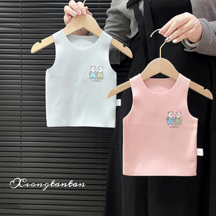 German velvet children's warm vest self-heating baby boys and girls autumn and winter vest wear baby boneless underwear belly protection
