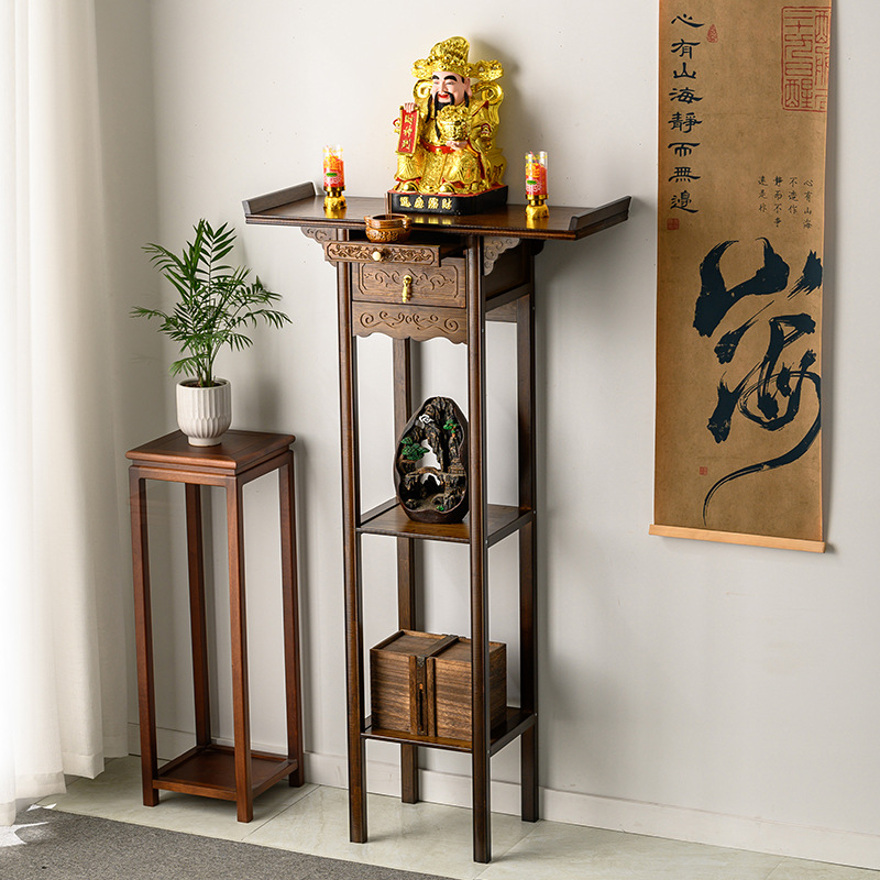 Table for Home Use, New Chinese-Style Zen Buddhist Table, God of Wealth Ornament, Simple Home Zen Small Buddhist Table