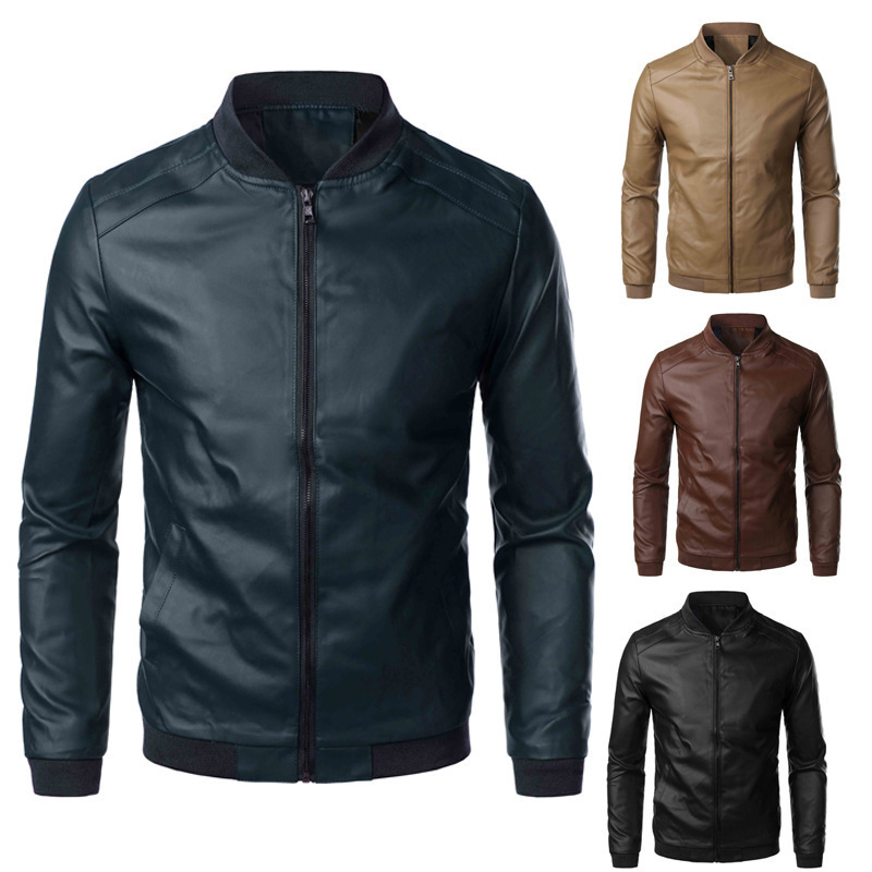 Cross-Border E-Commerce Export Men's Plus Size Fat Leather Jacket Winter Men's Pu Leather Jacket Baseball Leather Jacket 4 Colors to Choose from Cross-Border E-Commerce Export Men's Plus Size Fat Leather Jacket Winter Men's Pu Leather Jacket Baseball Leather Jacket 4 Colors to Choose from