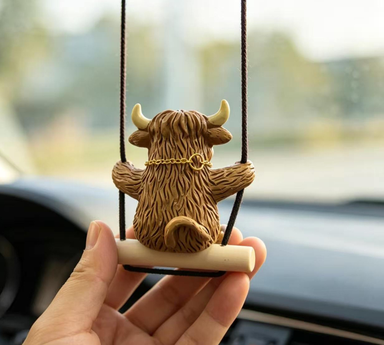 Cross-Border Highland Cow Flower Pot Hanging Ornament Resin Cute Animal Yak Figurine Garden Courtyard Balcony Decoration