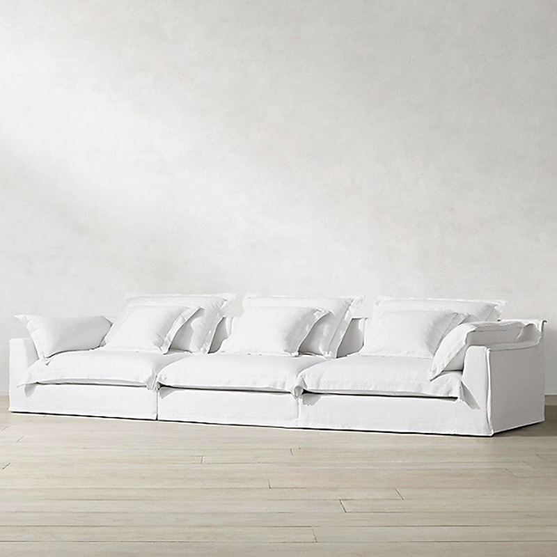 Modern American light luxury living room home modular combination sofa, simple down and linen, washable tofu block sofa