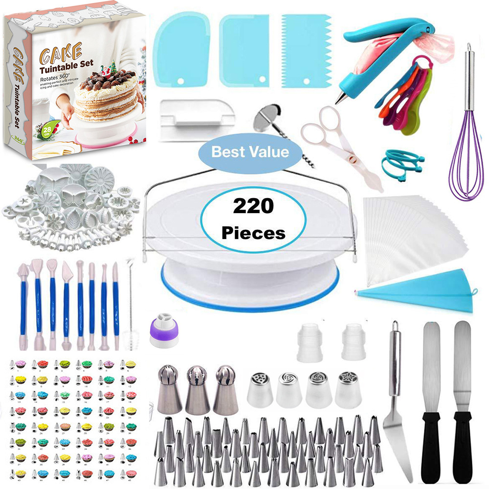Backzubehör: Verschiedene Tortendrehteller-Sets, Spritztüllen aus Edelstahl und Spritzbeutel – alle Ihre Backutensilien in einem_voghion.com