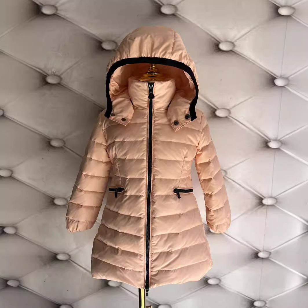 Kinderkleidung Kinder Daunenjacken für Mädchen, verdickte, mittelgroße und große stilvolle Kinder Daunenjacken, mittlere und lange weiße Entendaunen_voghion.com