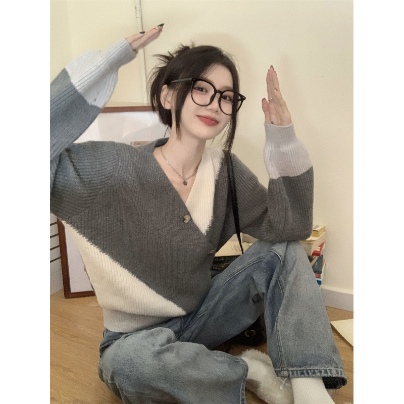 春秋季法式短款慵懒风毛衣女秋冬新款宽松外穿高档针织衫轻奢上衣|undefined