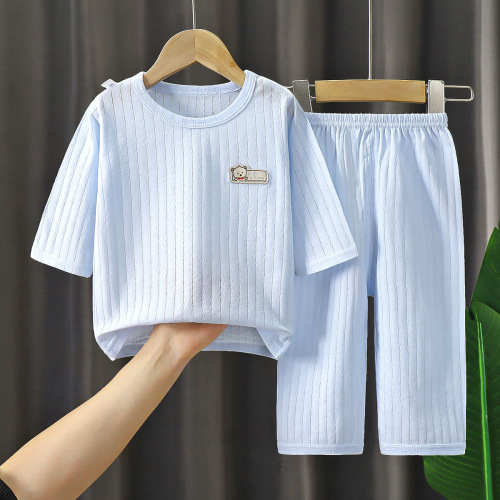  Children's Summer Air Conditioning Suit Short Sleeve Home Clothes for Boys and Girls, Baby Summer Thin Breathable Pajama Set