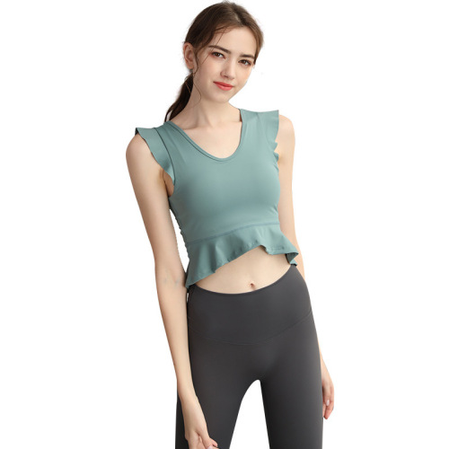 Yoga clothing top with chest pad for women summer thin professional sports high-end white fitness clothing fashionable summer vest