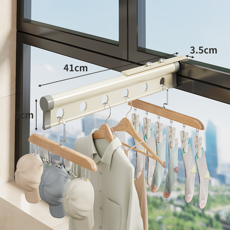 バルコニー物干しラック、家庭用ガードレール、寮用物干しラック、衣類ラック、小型高層住宅、シンプルな格納式物干しラック|undefined