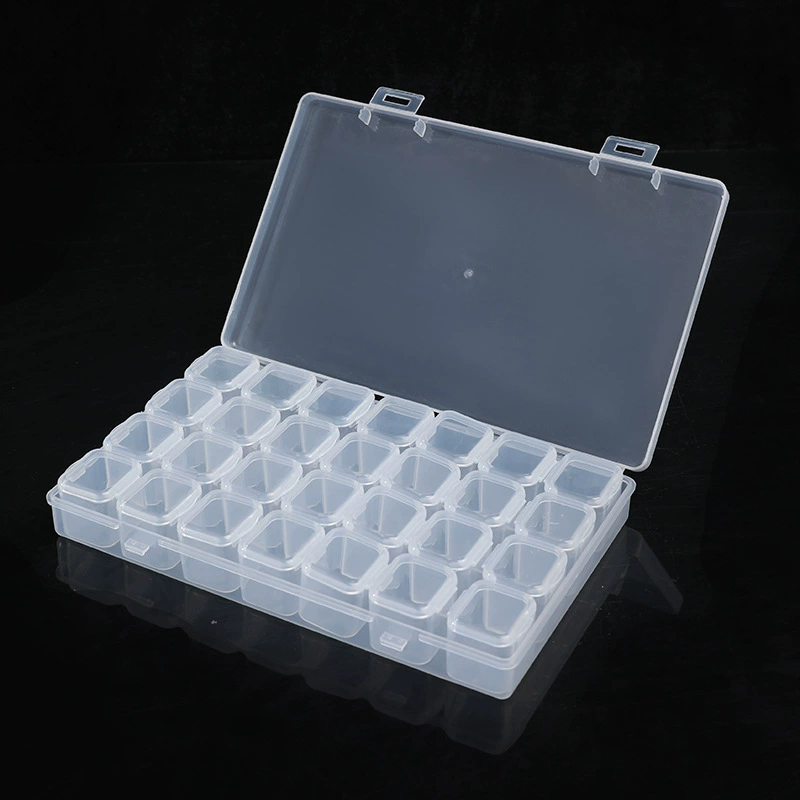 Съемный 28-сетчатый маникюрный ящик для хранения бисера высокая прозрачная коробка PP пустая коробка для хранения частей коробка с крышкой