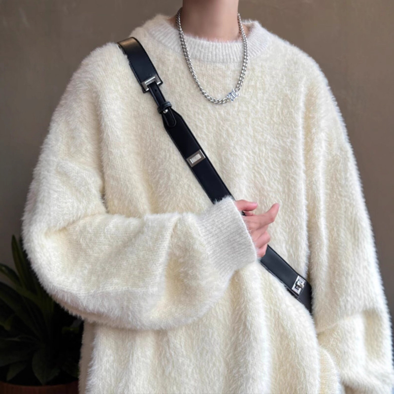 Autumn and Winter Thickened Men's Korean Style Trendy Loose Japanese Knit Sweater Winter Ins Hong Kong Style Lazy Cardigan Jacket