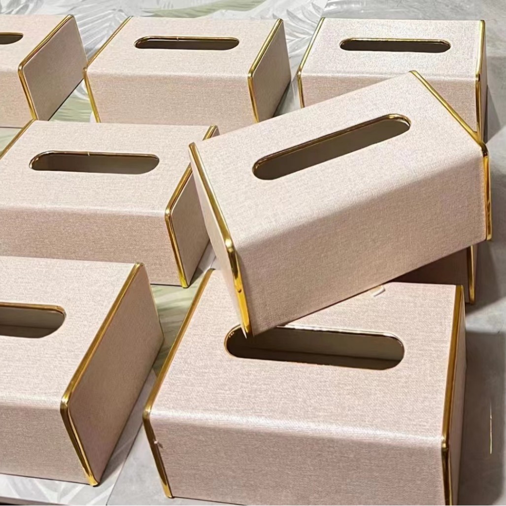 Hogar dormitorio luz caja de pañuelos de lujo creativo simple sala de estar caja de pañuelos hotel restaurante mesa de café de cuero caja de pañuelos