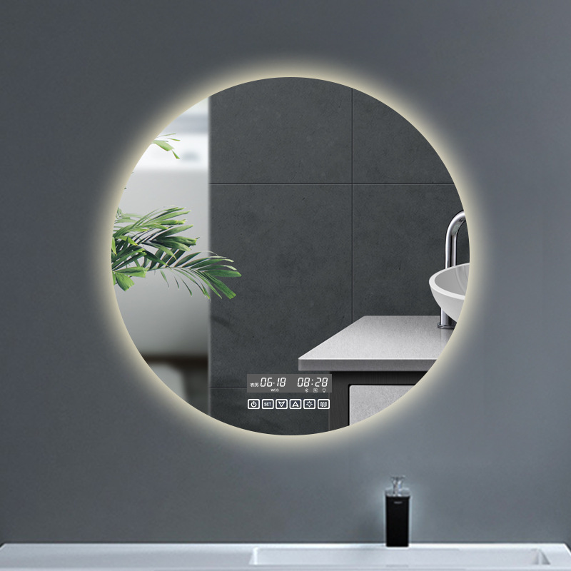 Espejo inteligente colgado en la pared del baño espejo led inodoro maquillaje colgado en la pared con lámpara gafas de baño espejo luminoso anti-fog de alta definición