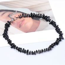 欧美跨境饰品批发高级百搭天然半宝石紫晶碎石龙虾扣锁骨链小众设