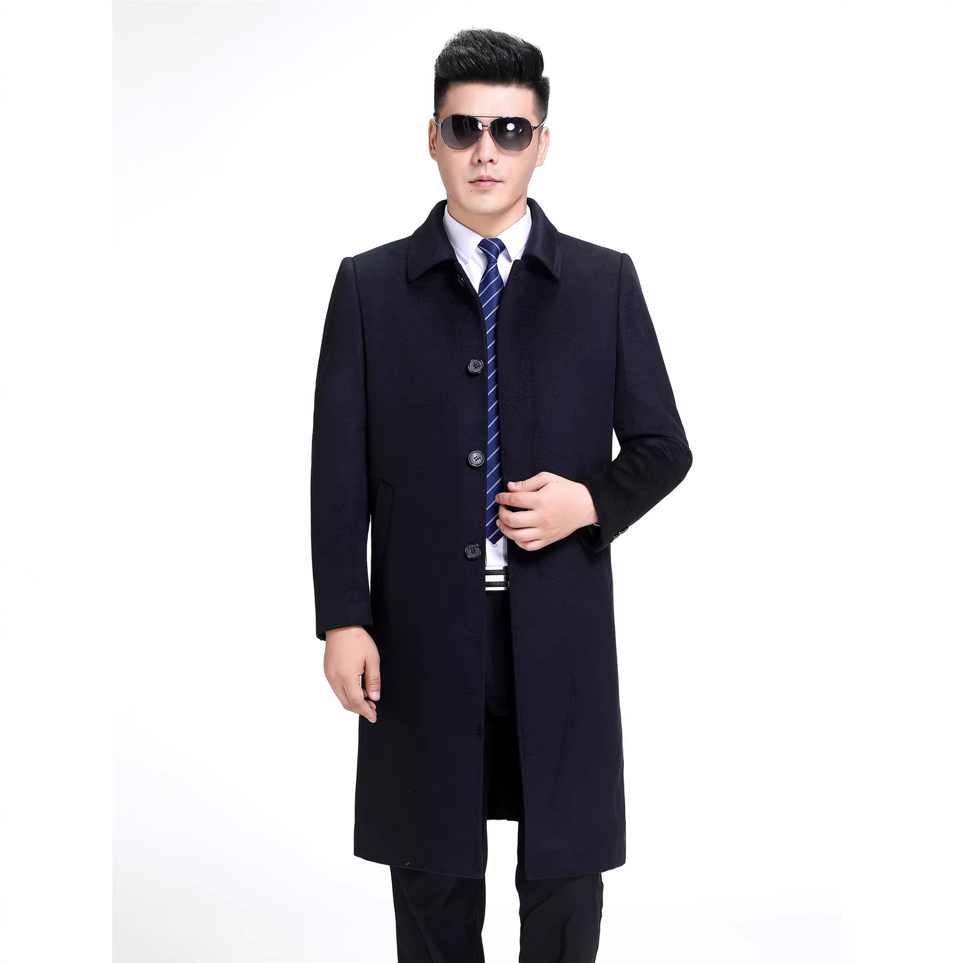 High-end men's wool coat, 2025 new style, business casual, thick and warm cashmere jacket for middle-aged fathers.