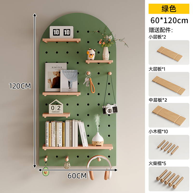 Tablero de agujero de madera maciza, estante de pared, entrada, forma de nogal, decoración de pared, pantalla de almacenamiento