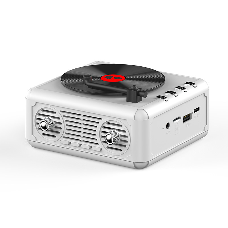 新しいレトロなレコードマシンのブルートゥーススピーカーのミニブラックレコードは便利です。|undefined