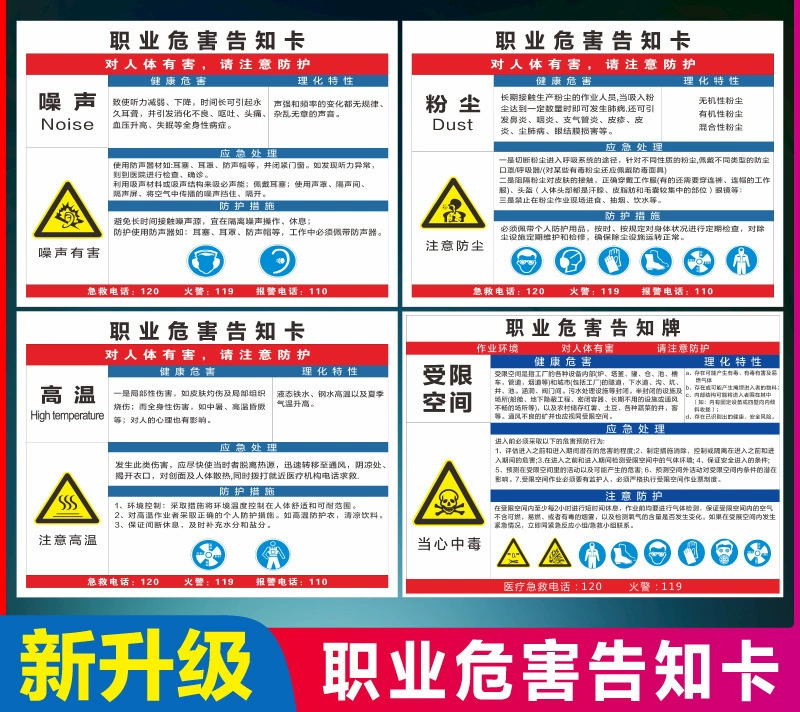 Шум, высокая температура, пыль, карта предупреждения об опасности профессиональных заболеваний, предупреждающий знак о опасности, знак, электрический знак