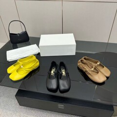Haute Couture 25 春夏ツイストラムスキンスクエアトゥバレエフラットシューズママレトロスタイルフラットシューズ女性用