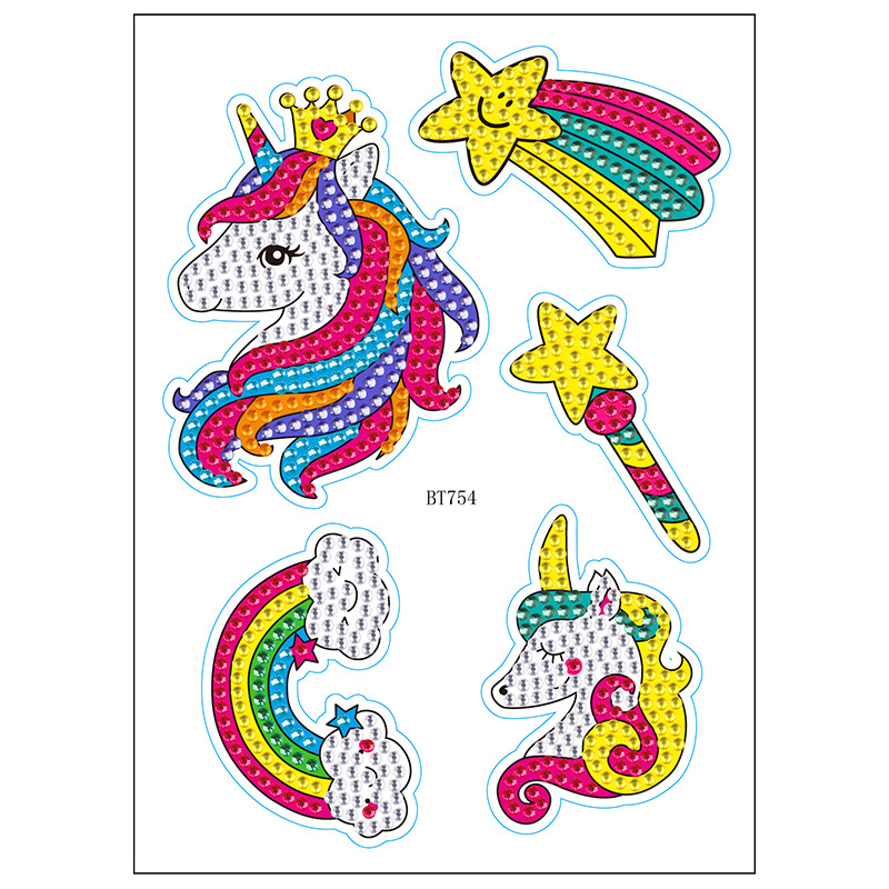 Nuevos pegatinas de taza de agua transfronterizas para niños dibujos de diamantes aleatorios pegatinas hechas a mano diy pegatinas de diamantes unicornios de dibujos animados mayorista