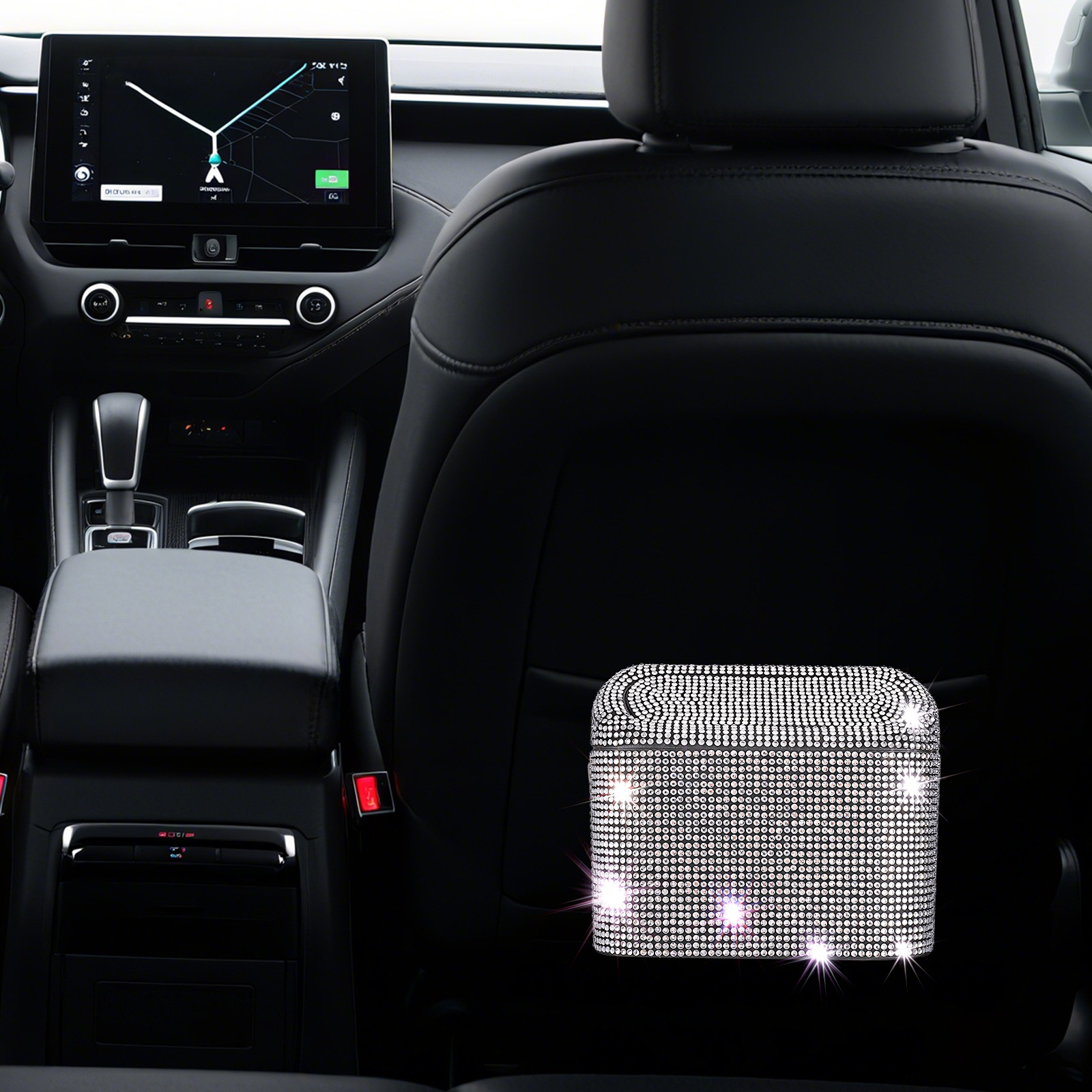 Rhinestone Car Trash Can Car Interior Storage Bin