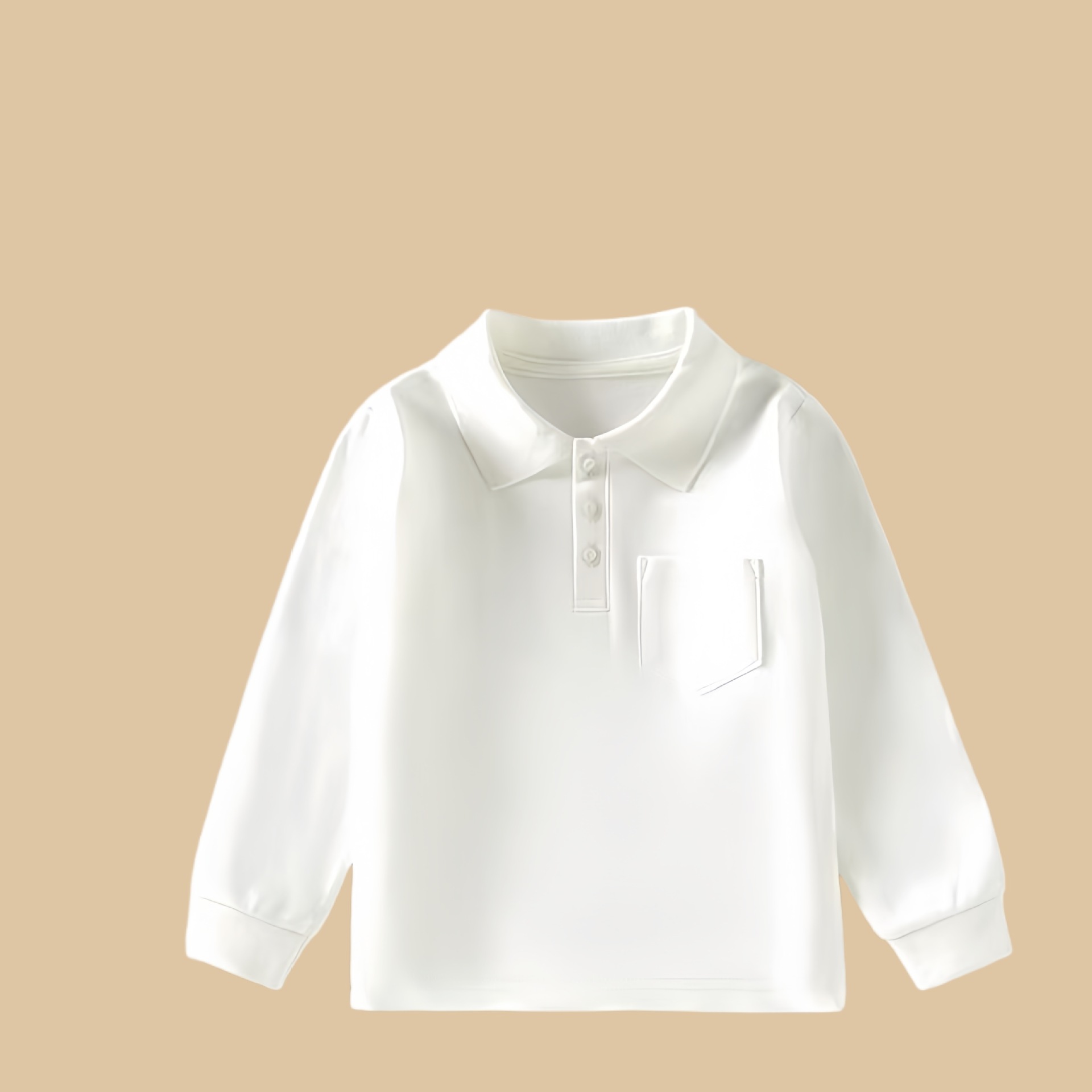 Niños primavera y otoño polo de color sólido con solapa estilo universitario algodón blanco camisa de niños niñas camisa de manga larga