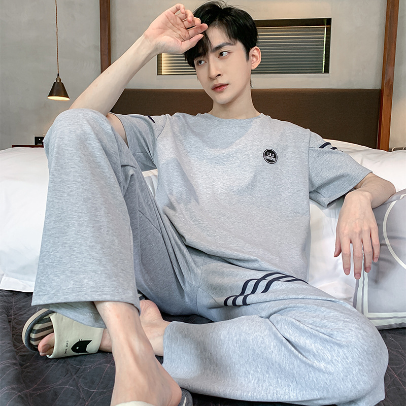 Pajamas Men's Summer Short-sleeved Pants Simple Home Wear Thin Cotton Men's plus size Young Students Casual suit