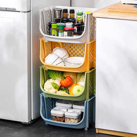 A6L厨房收纳框可叠加分层蔬菜水果置物架家用大容量夹缝菜篮子