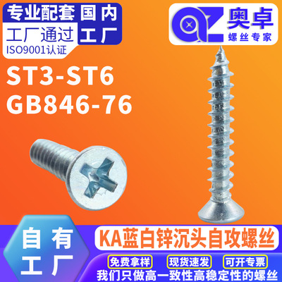 Стоп быстрого белоснежный цинковый цинк GB846-76 Cross Rwee Plat Plat Head Vint Smofting Wint Углеродная сталь-контактная головка