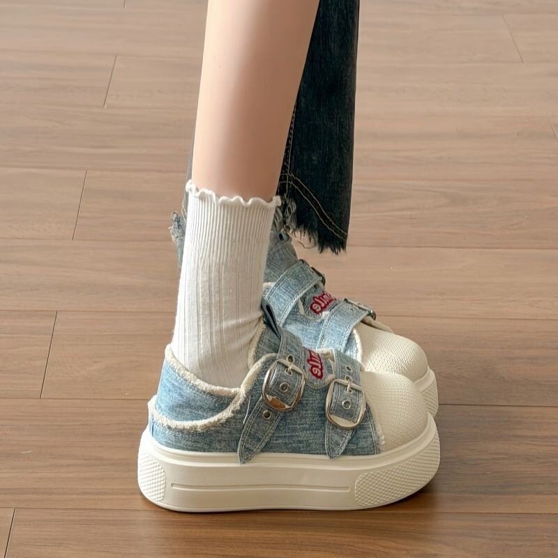 2026 New Trendy Fashion Versatile Two-Way Design Sneakers for Women, Cute and Quirky Thick-Soled Canvas Shoes