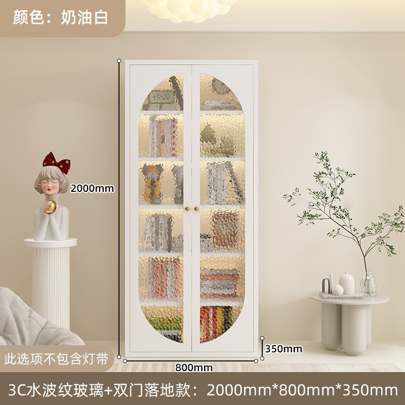 钢制书柜玻璃门防尘书架简约现代铁艺置物柜客厅储物柜家用展示柜|undefined
