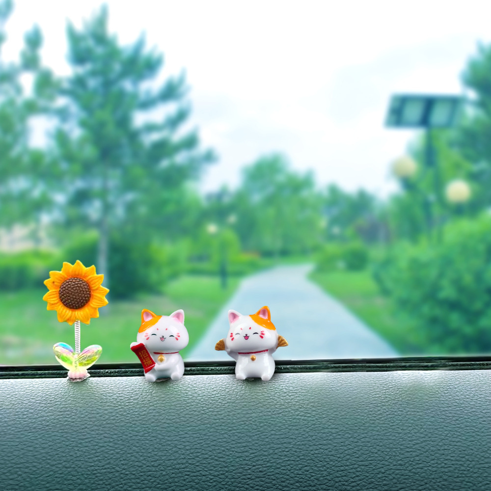 2023 decoración de coche lindo gato consola central decoración coche eléctrico escritorio interior adornos de coche adorno resina dibujos animados