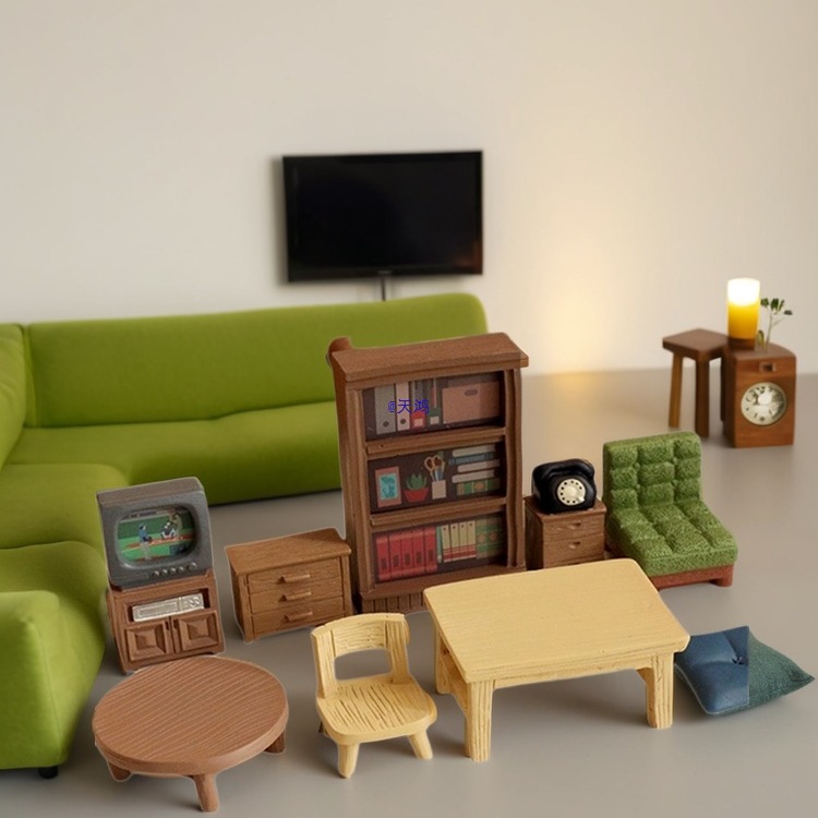 Small Furniture Combination Resin Ornaments Cute Cloth Doll Miniature Props Desktop Decoration Gifts