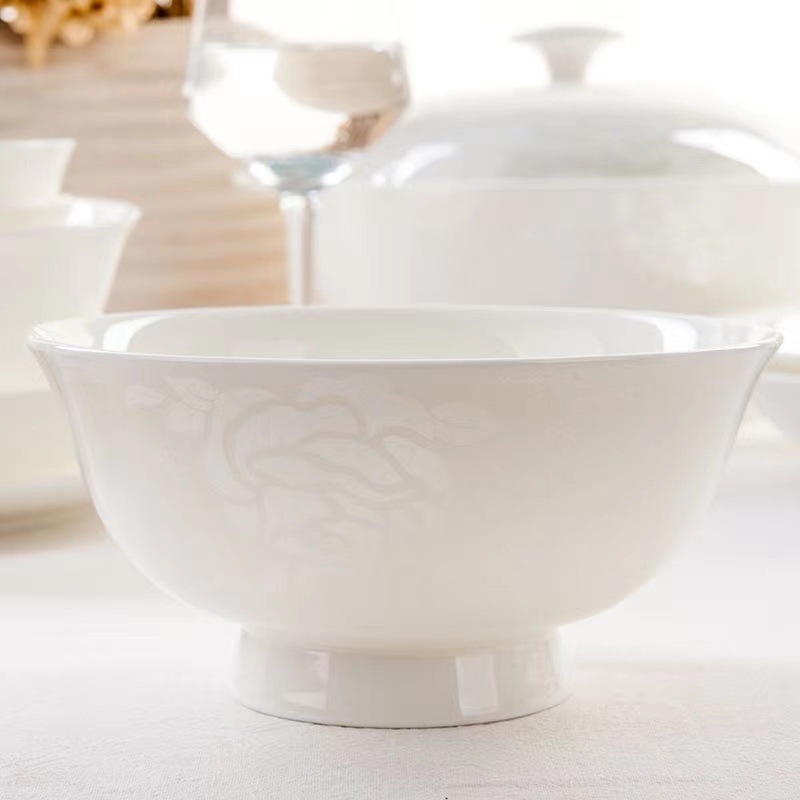 Cuencos caseros Jingdezhen hueso porcelana cubiertos platos platos platos de rosa blanca cubierta de cocina simple microondas