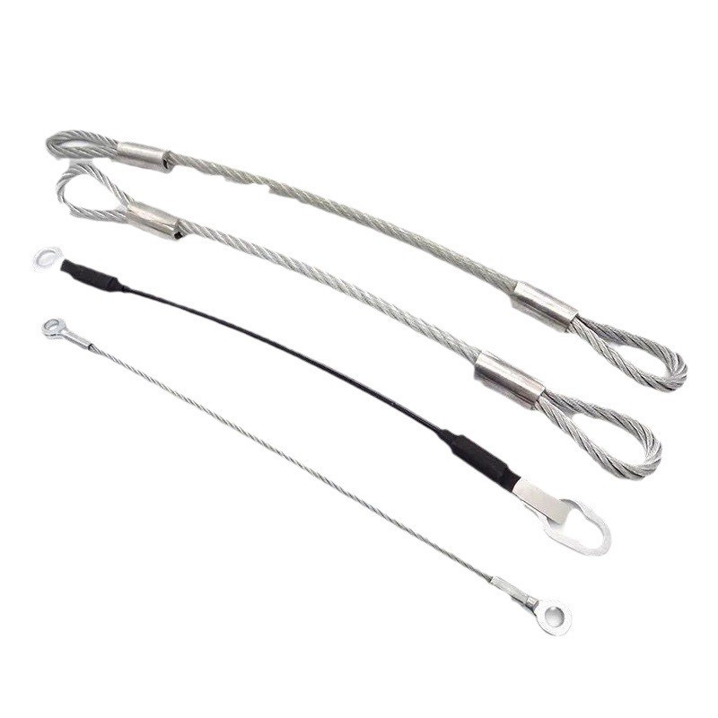 304 cable de acero inoxidable cable de acero encapsulado de goma cable de acero prensado de aluminio oreja cable de seguridad de acero inoxidable personalizado