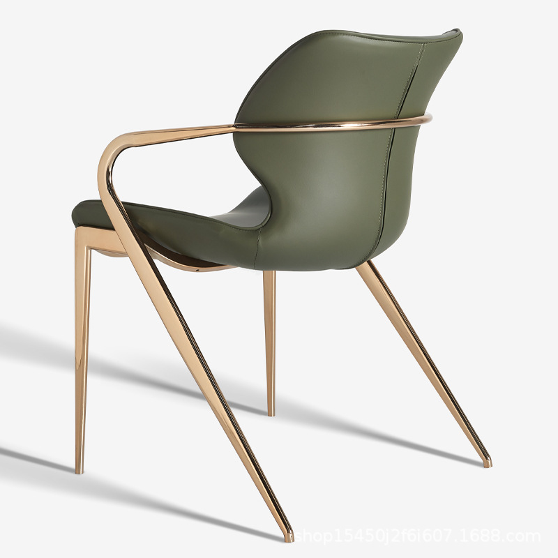 Italian Light Luxury Home Hotel Saddle Leather Cafe Negotiation Chair Simple Modern Carbon Steel Armrest Backrest Chair