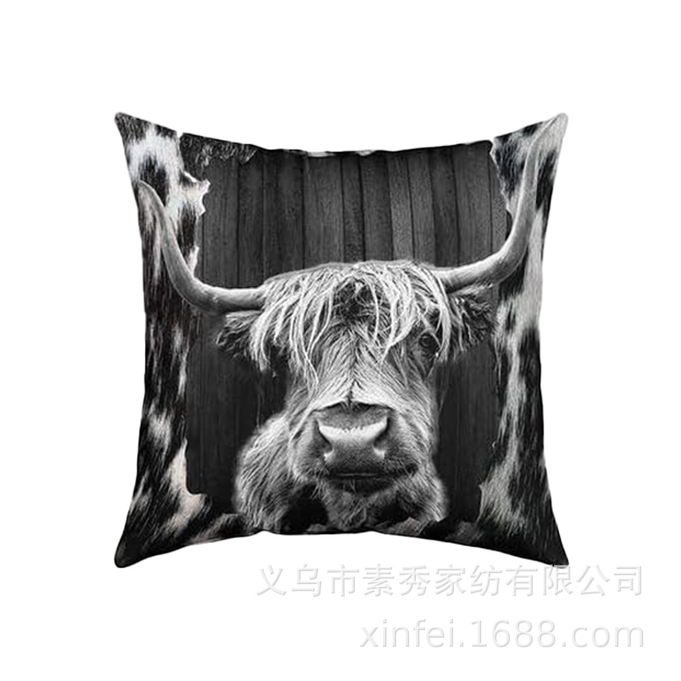 Transfronterizo amazónico Xiyin yak highland ganado animal sofá sala de estar respaldo decoración almohada abraza almohada cubierta de cojín image 35