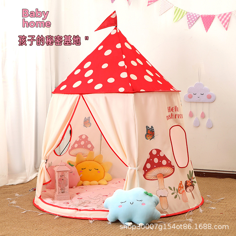 Tienda de campaña para niños en interiores niñas juegos de princesa casa de hongos hogar mochila de seguridad casa de juguetes para bebés