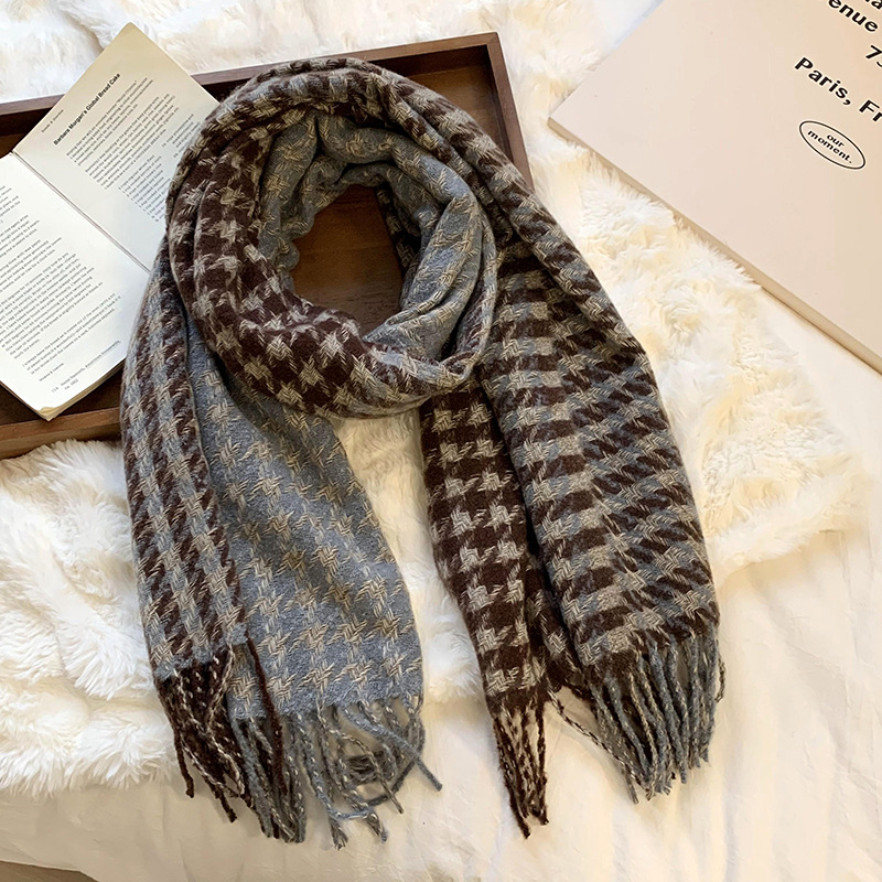 Transfronterizos 1000 pájaros bufandas a cuadros mujeres otoño invierno 2025 nuevo alto estilo coreano multifuncional chal grueso abrigo al por mayor