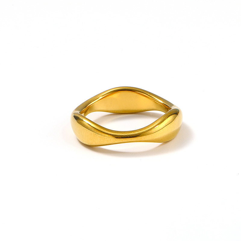 8g Weight Real Gold Plated Plating Material Rings Classification Real Gold Plated Geometric 304 Stainless Steel Waterproof Non Tarnish Rings