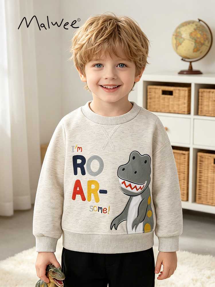 Suéter para niños malwee transfronterizo otoño e invierno nuevo estilo de moda cuello redondo manga larga abrigo casual de lana para niños pequeños y medianos europeos y americanos